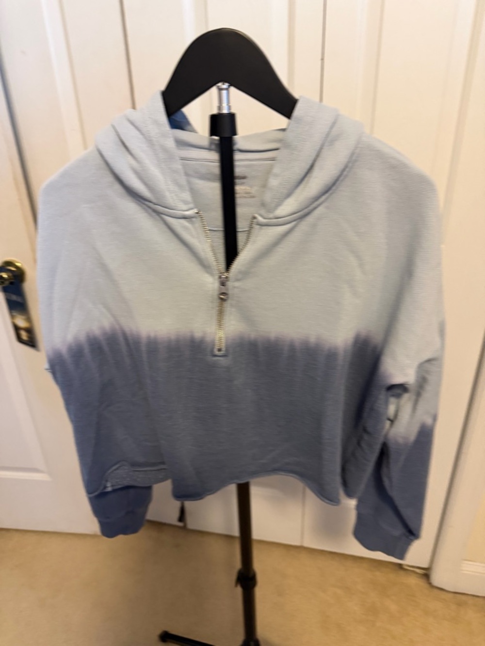 Aerie Cropped Ombre Half-Zip Hoodie - Light Blue to Navy